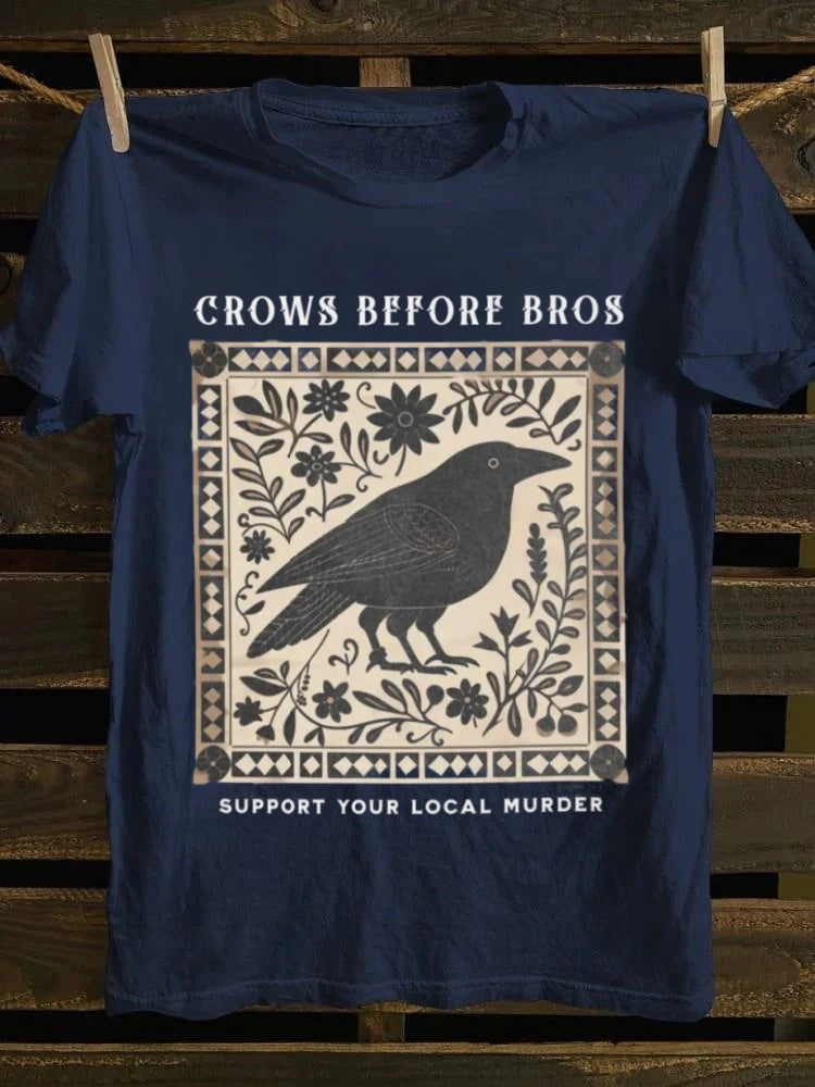 Retro Murder of Crows Punk Graphic Print TShirt