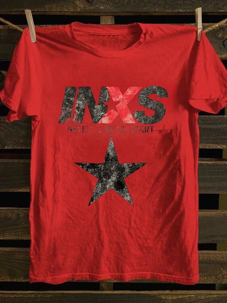 Retro school punk rock band printed design pattern T-shirt INXS