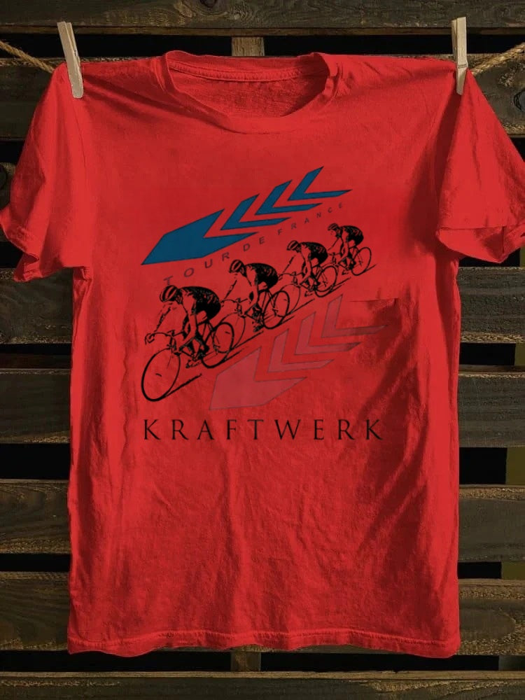 Retro school punk rock band printed design pattern T-shirt KRAFTWERK