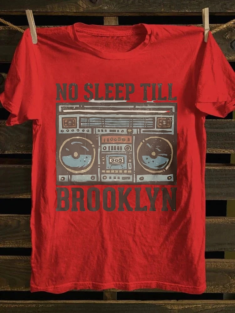 Retro "No Sleep Till Brooklyn" Boombox Graphic T-shirt