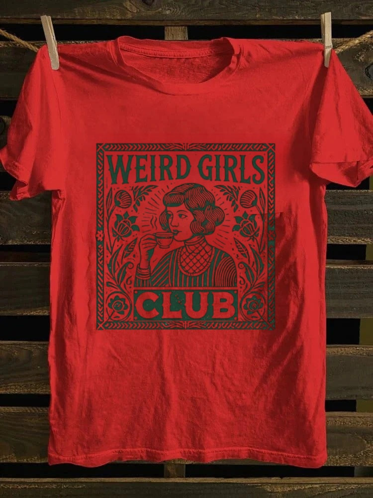 Retro "Weird Girls Club" Floral Graphic T-shirt