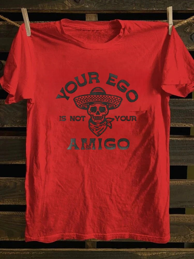 Retro old school punk rock band printed design pattern T-shirt YOUR EGO