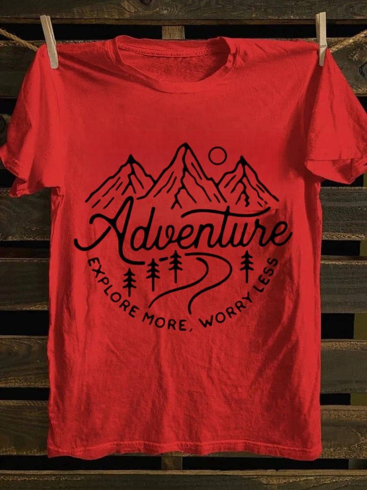 Hiking themed printed women's summer outfit fit round neck T-shirt