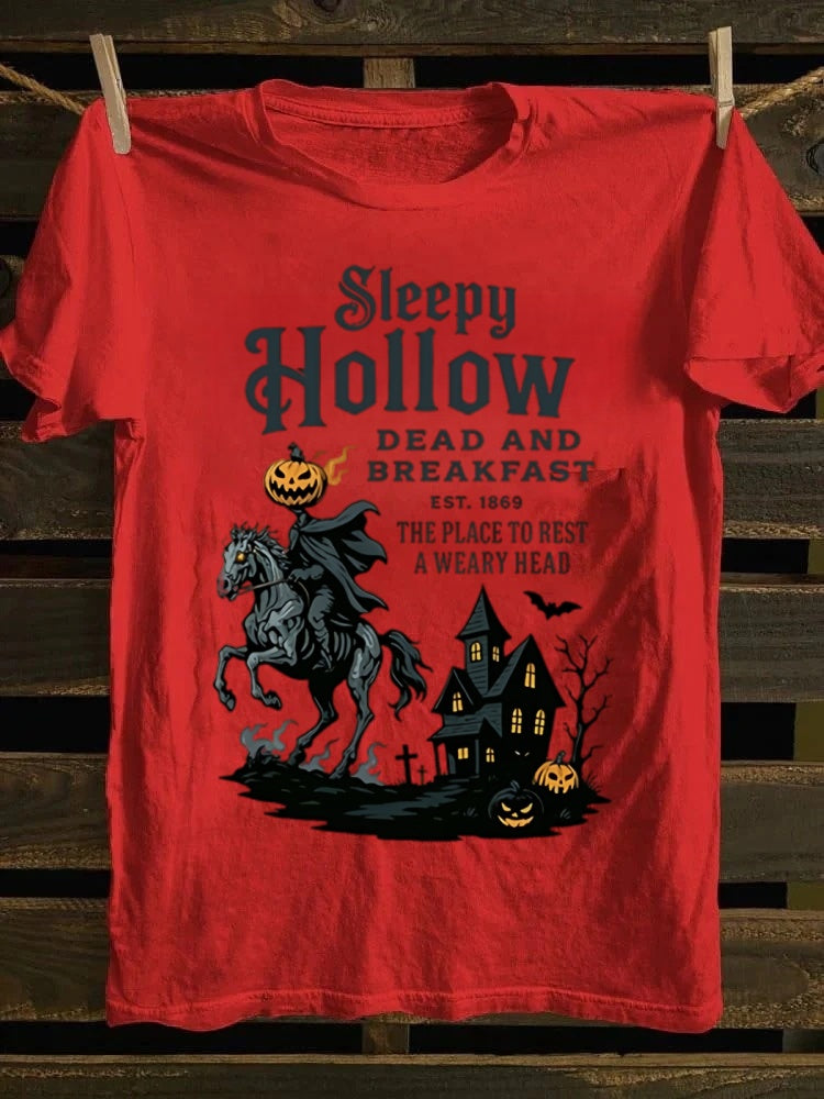 Sleepy Hollow Dead And Breakfast Printed Unisex Halloween T-shirt
