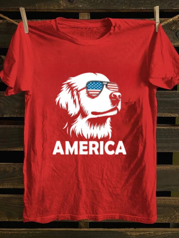 Golden Retriever America 4th Of July T-shirt Retro