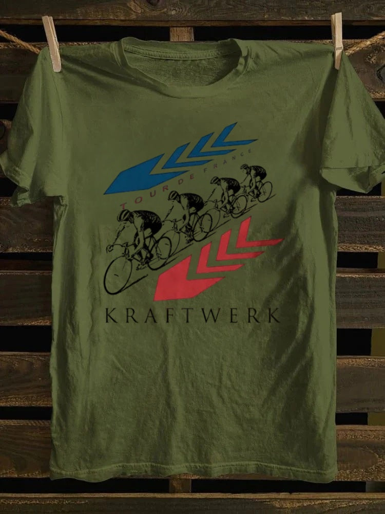 Retro school punk rock band printed design pattern T-shirt KRAFTWERK