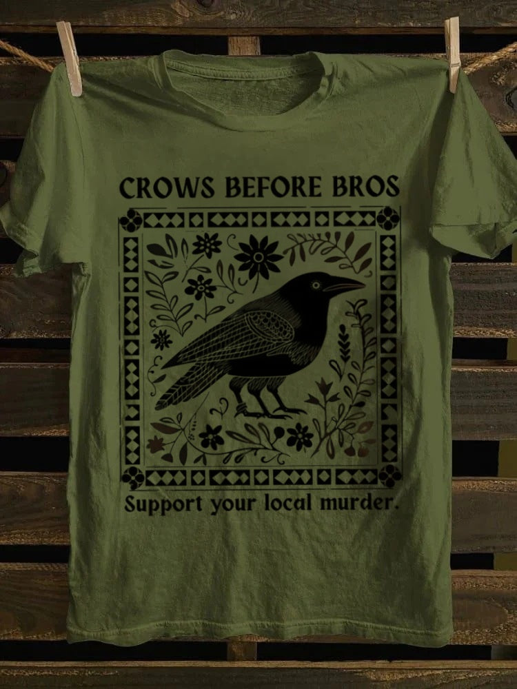 Retro Murder of Crows Punk Graphic Print TShirt
