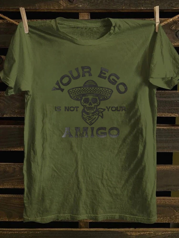 Retro old school punk rock band printed design pattern T-shirt YOUR EGO