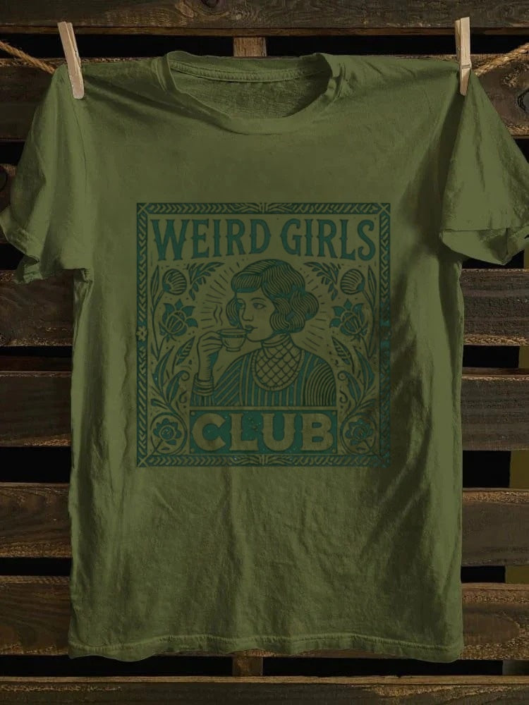 Retro "Weird Girls Club" Floral Graphic T-shirt