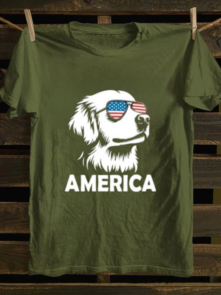 Golden Retriever America 4th Of July T-shirt Retro