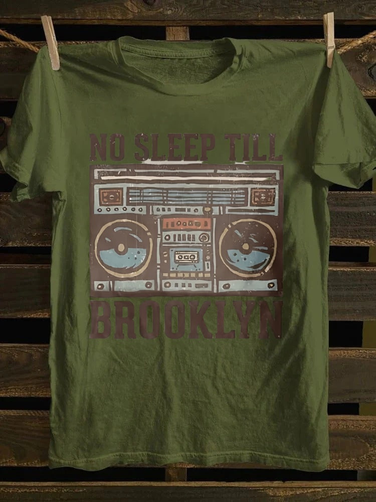 Retro "No Sleep Till Brooklyn" Boombox Graphic T-shirt