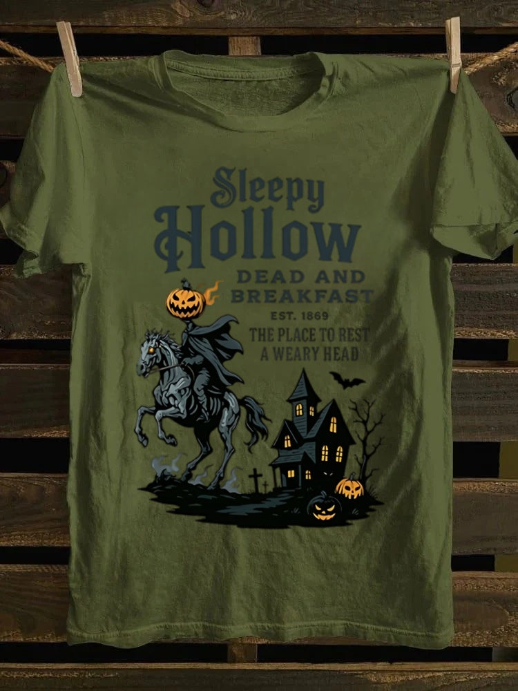 Sleepy Hollow Dead And Breakfast Printed Unisex Halloween T-shirt