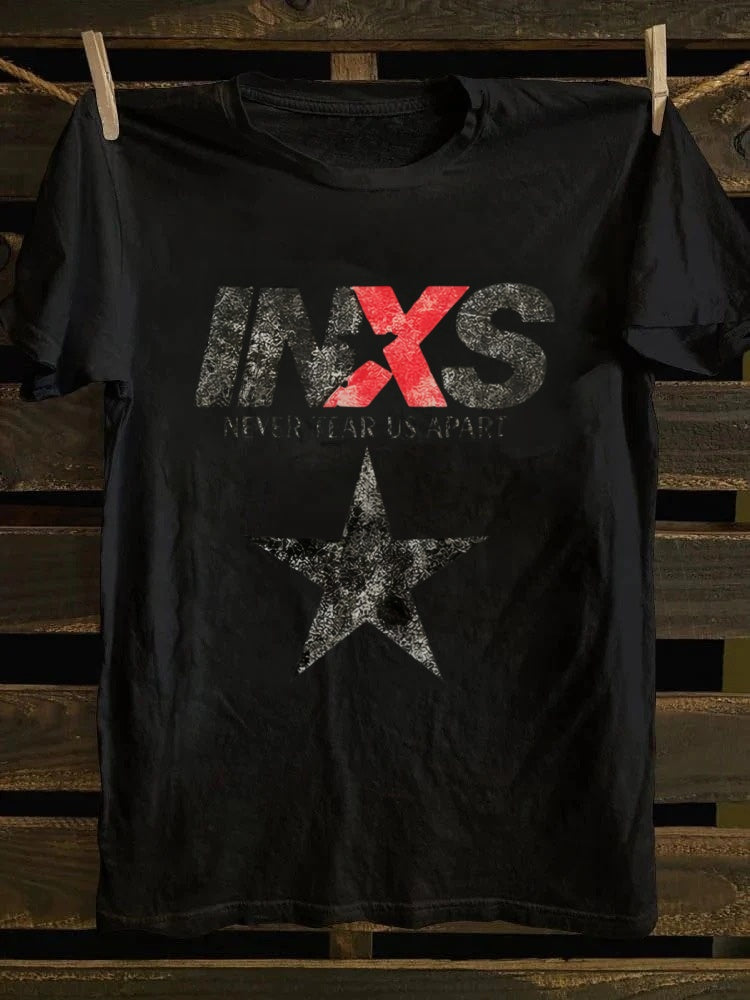 Retro school punk rock band printed design pattern T-shirt INXS