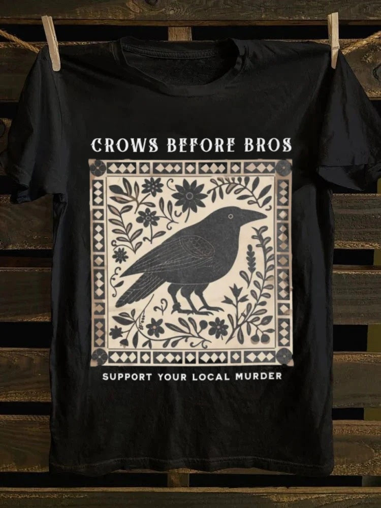 Retro Murder of Crows Punk Graphic Print TShirt