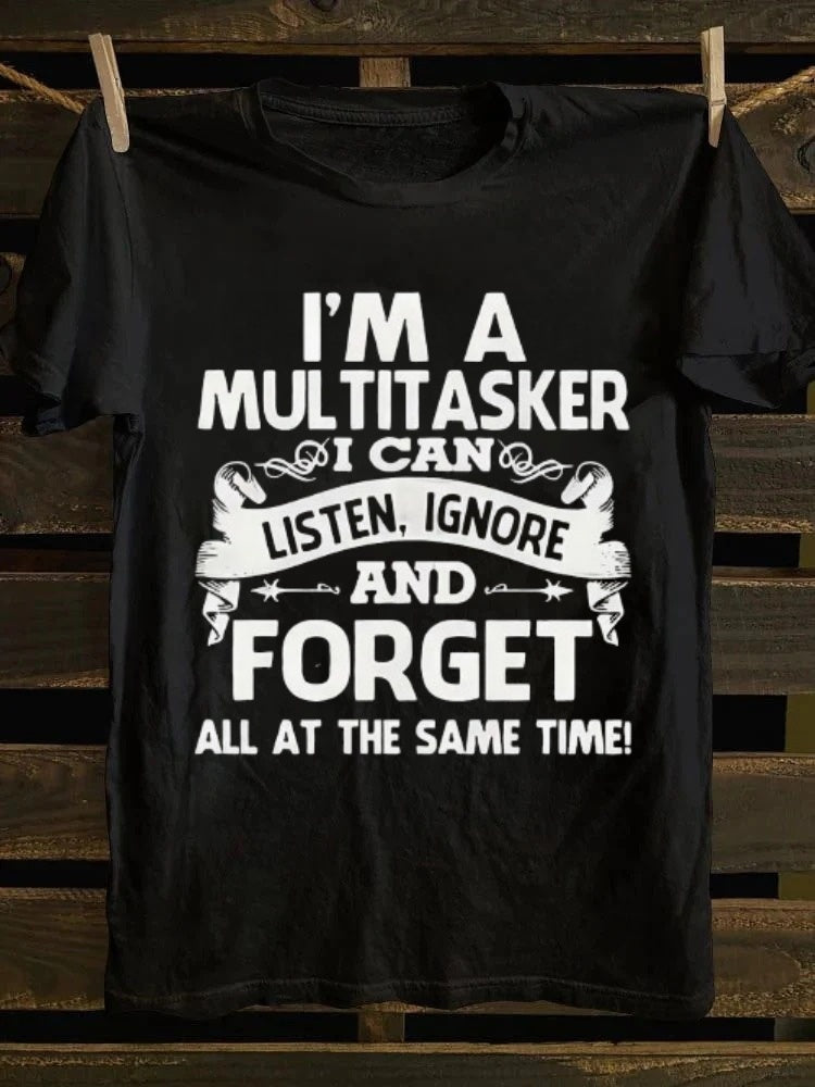 casual short sleeved T-shirt - funny multifunctional slogan print