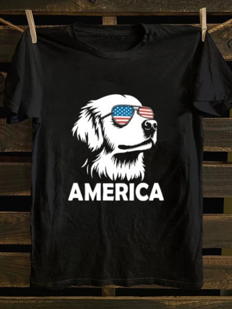 Golden Retriever America 4th Of July T-shirt Retro