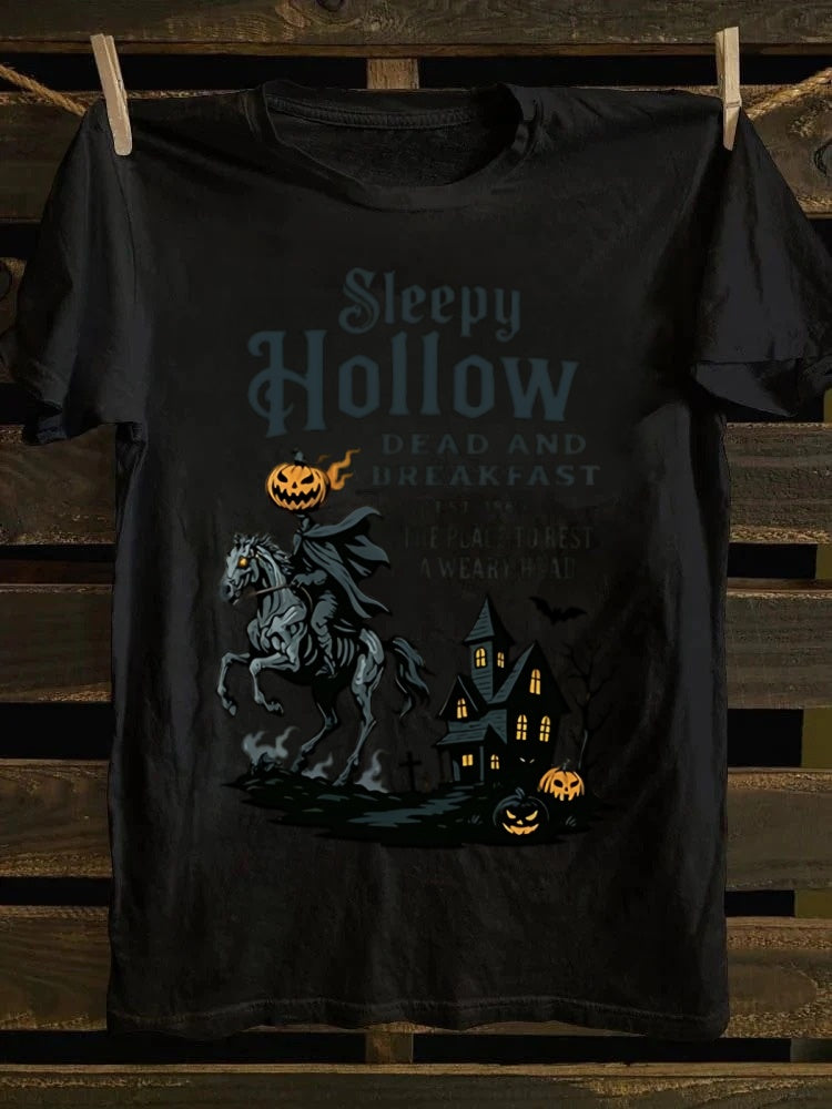 Sleepy Hollow Dead And Breakfast Printed Unisex Halloween T-shirt