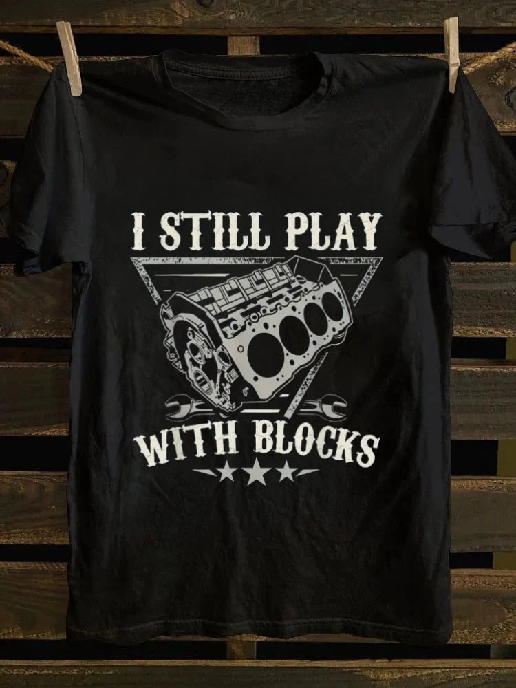 Retro street element printed T-shirt, classic letter pattern pure cotton short sleeved shirt