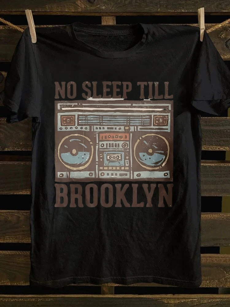 Retro "No Sleep Till Brooklyn" Boombox Graphic T-shirt