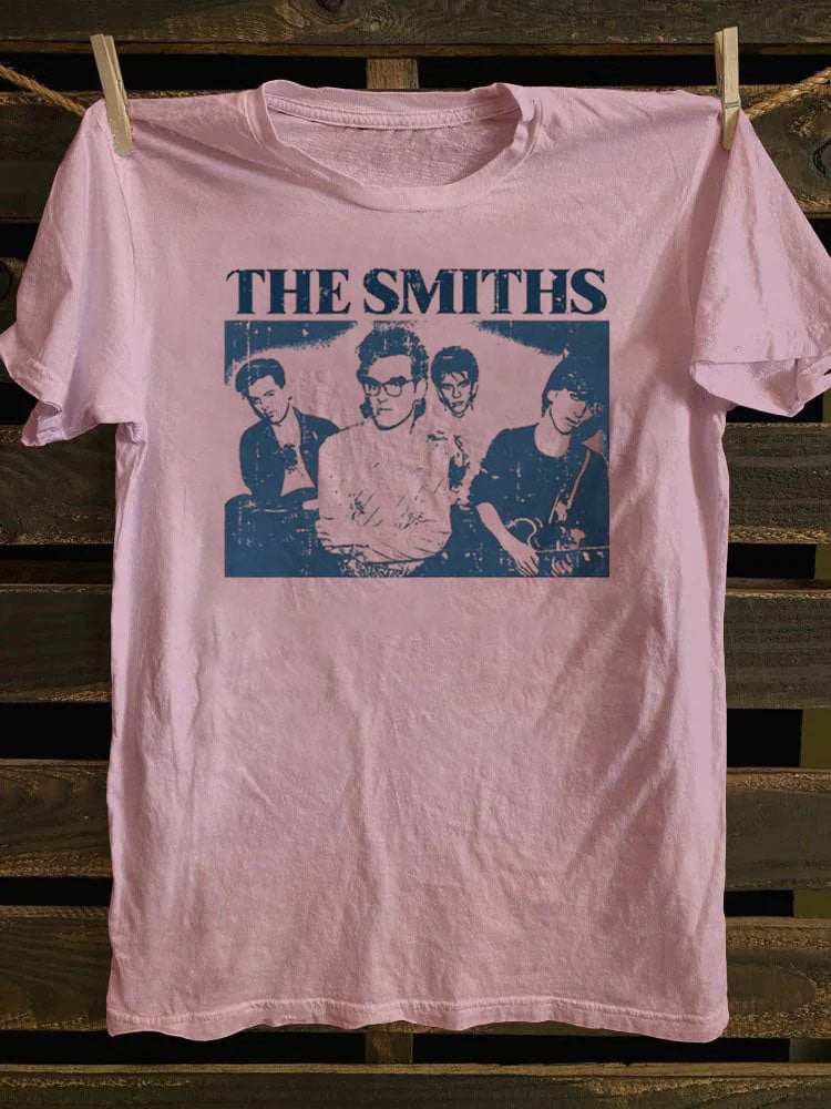 Retro school The Smiths,Casual Short Sleeve with Punk Rock Band TV Poster Design T-shirt