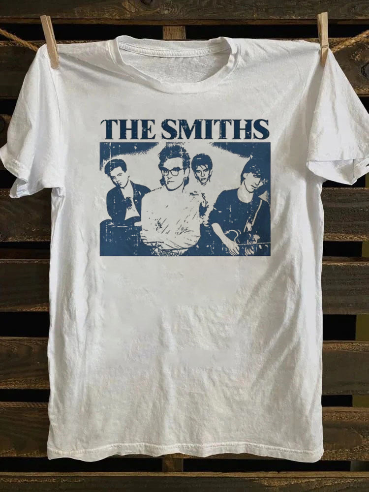 Retro school The Smiths,Casual Short Sleeve with Punk Rock Band TV Poster Design T-shirt