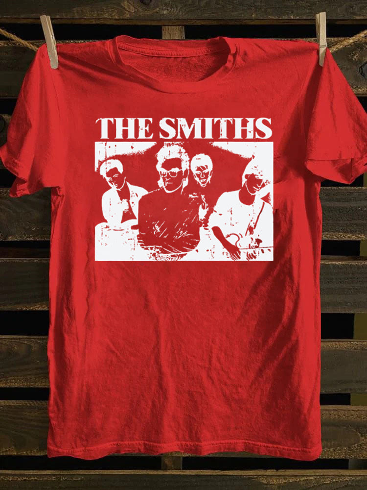 Retro school The Smiths,Casual Short Sleeve with Punk Rock Band TV Poster Design T-shirt