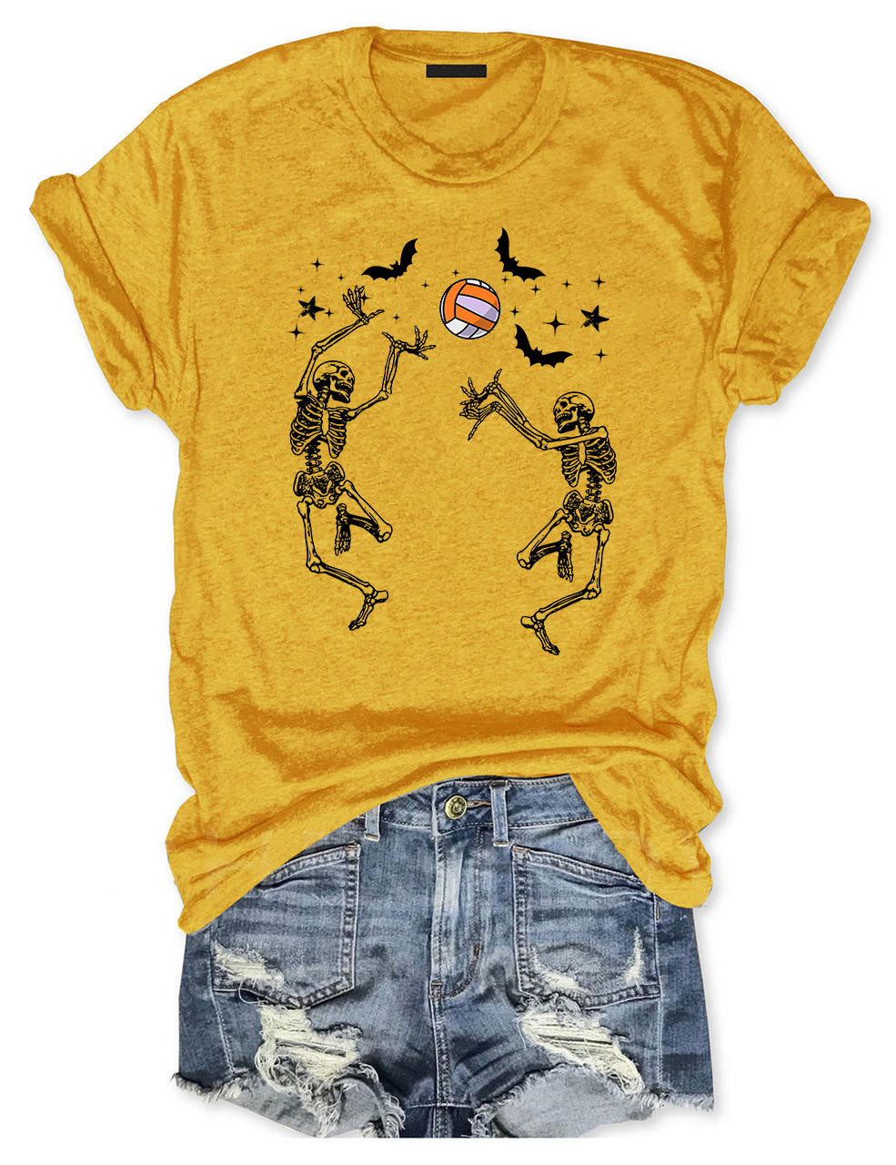 Dancing Skeletons Funny Halloween Volleyball T-shirt