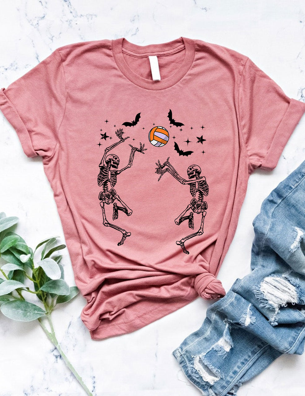 Dancing Skeletons Funny Halloween Volleyball T-shirt