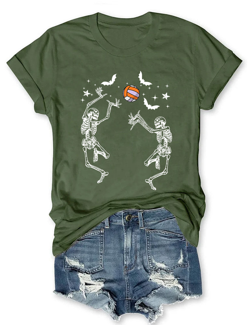 Dancing Skeletons Funny Halloween Volleyball T-shirt