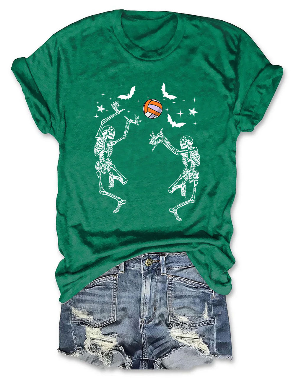 Dancing Skeletons Funny Halloween Volleyball T-shirt