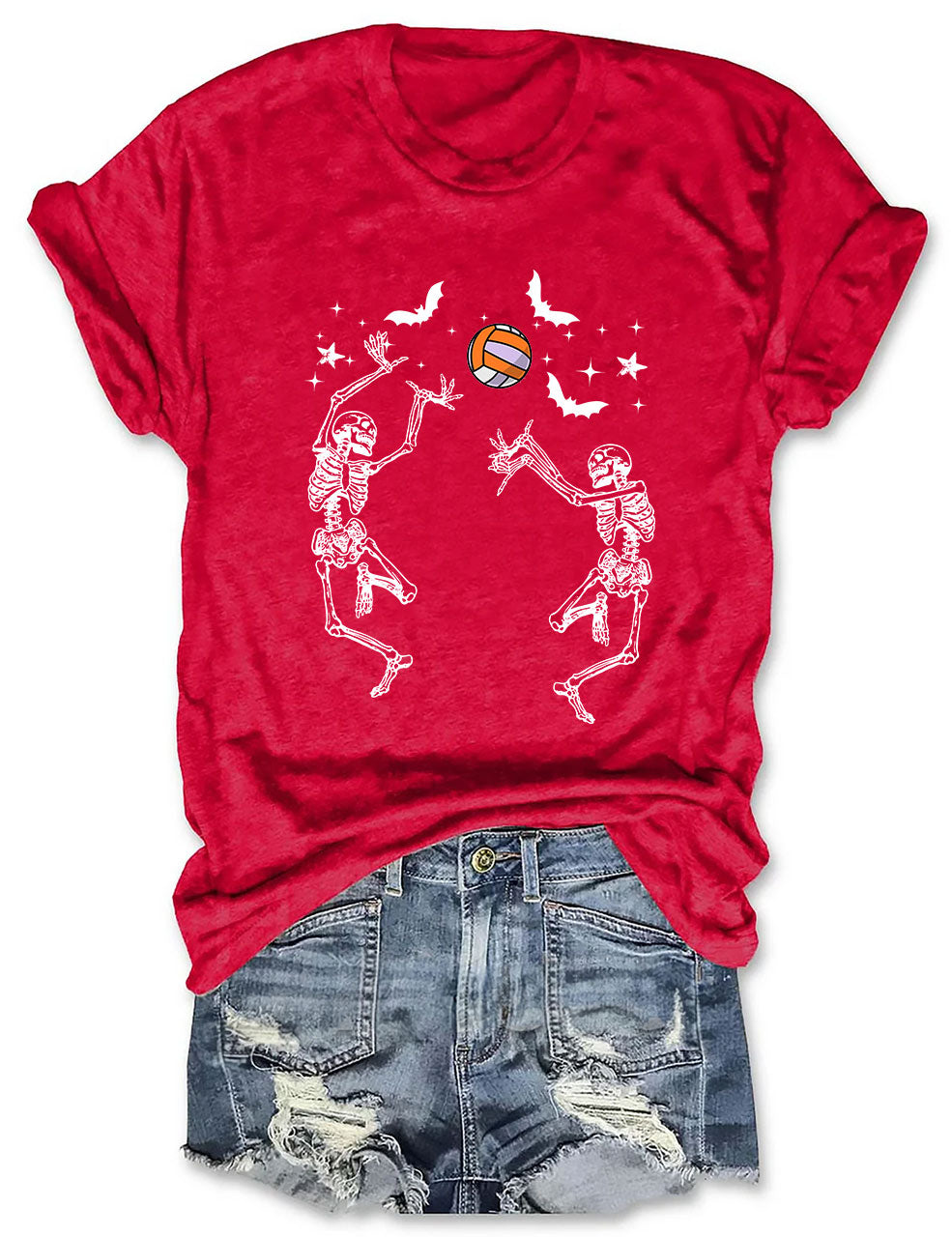 Dancing Skeletons Funny Halloween Volleyball T-shirt