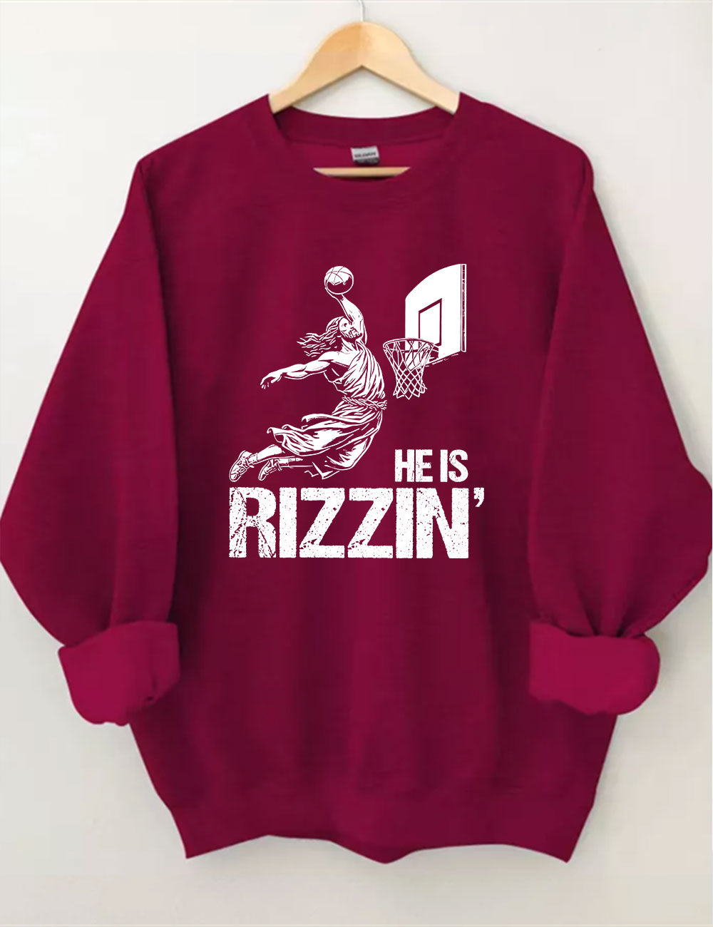 He is Rizzin Funny Jesus Playing Basketball Sweatshirt