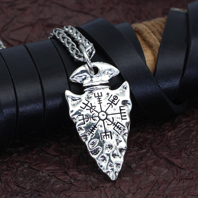 Viking Compass Pendant Vintage Rune Men's Necklace Halloween