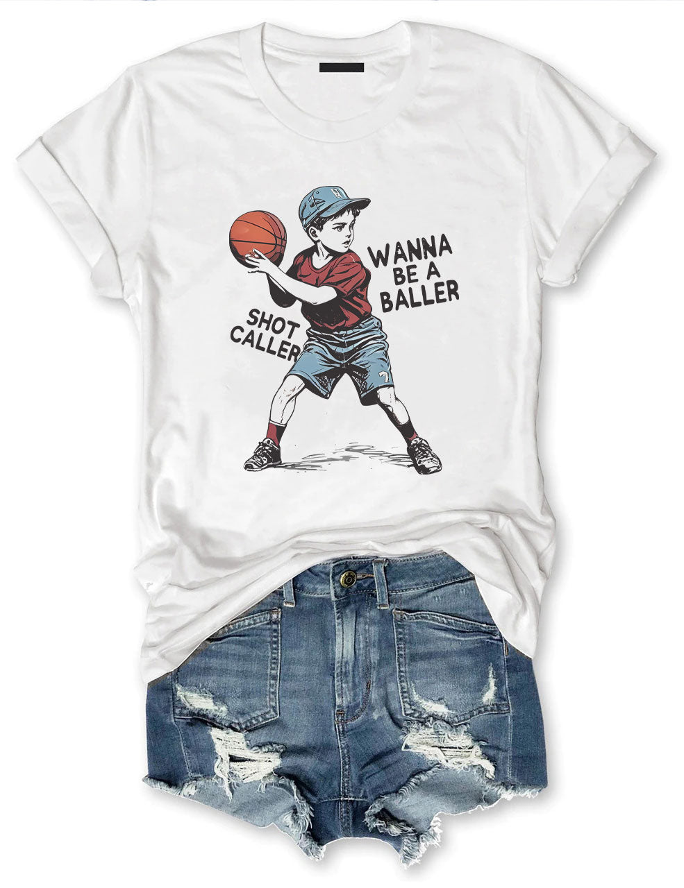 Wanna be a baller shot caller Basketball T-shirt