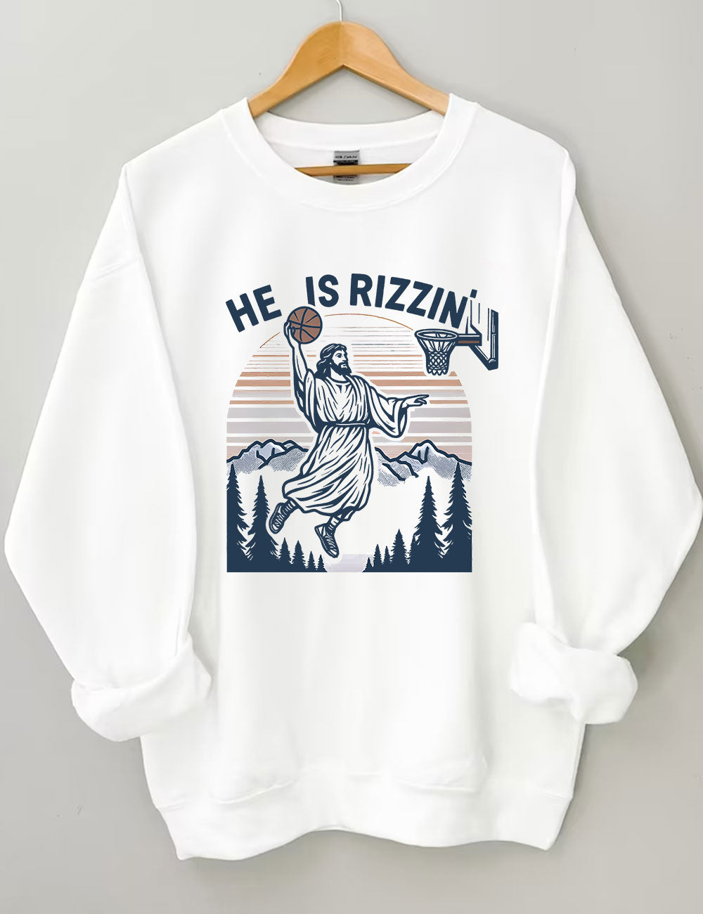 He is Rizzin Funny Jesus Playing Basketball Sweatshirt
