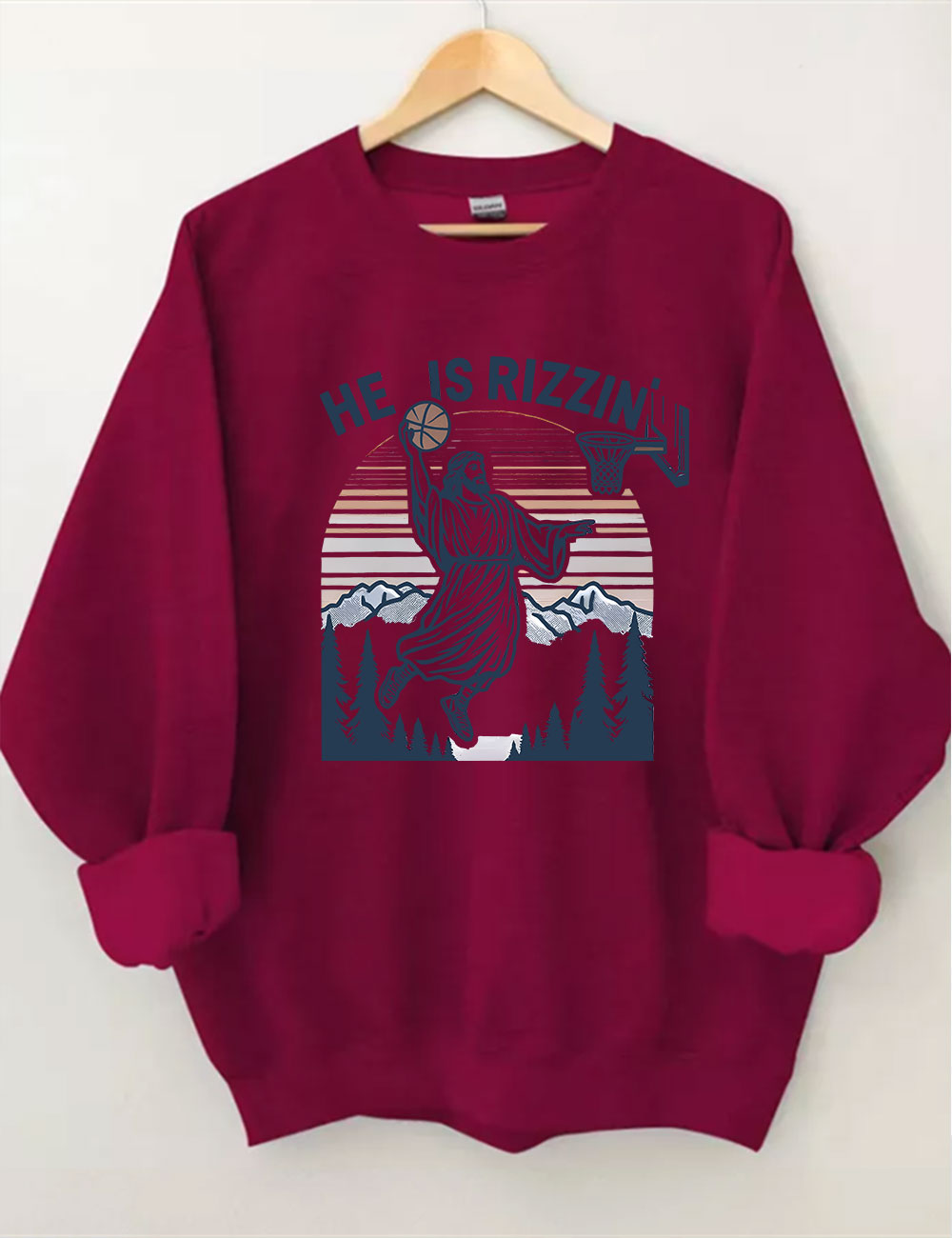 He is Rizzin Funny Jesus Playing Basketball Sweatshirt