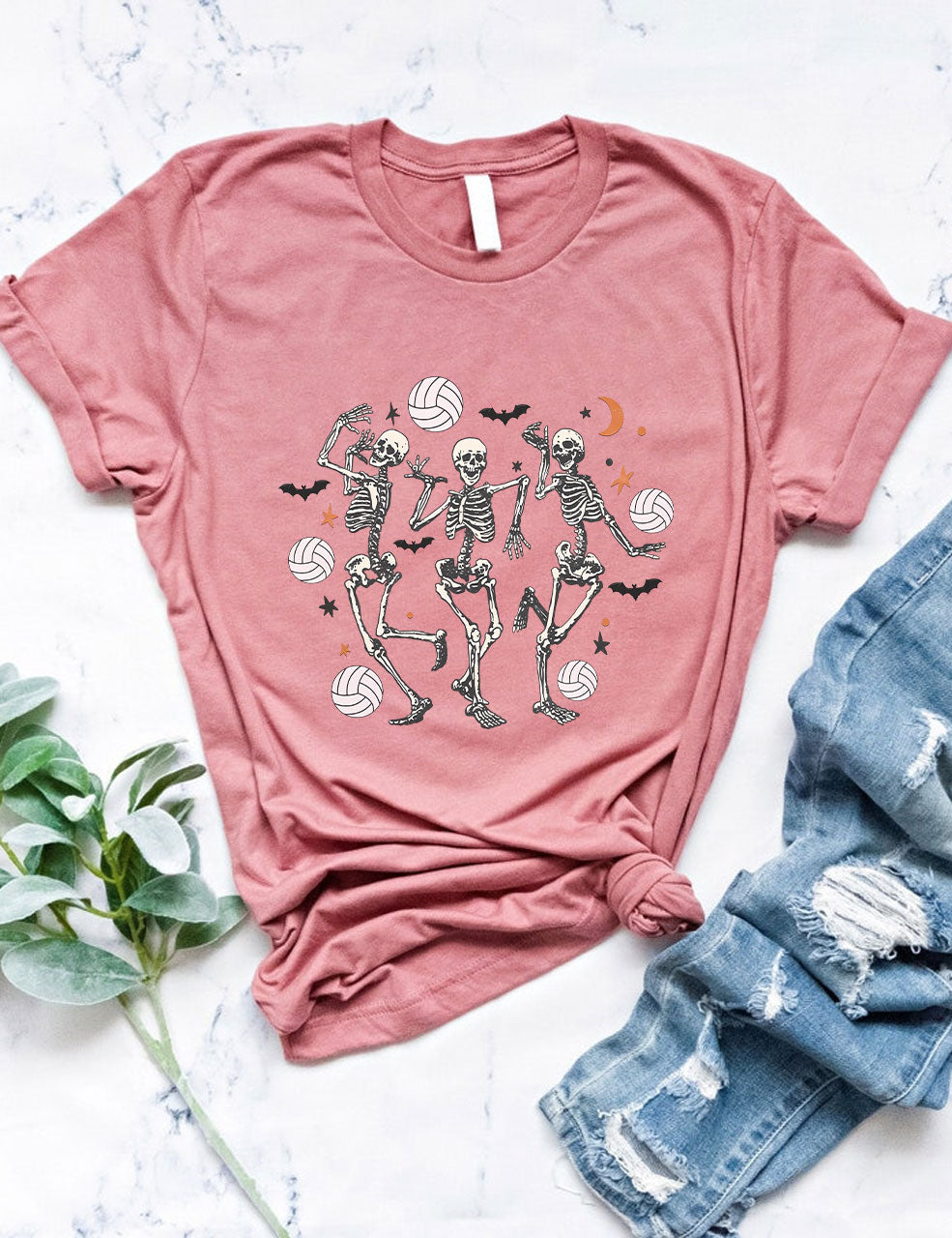 Dancing Skeletons Funny Halloween Volleyball T-shirt