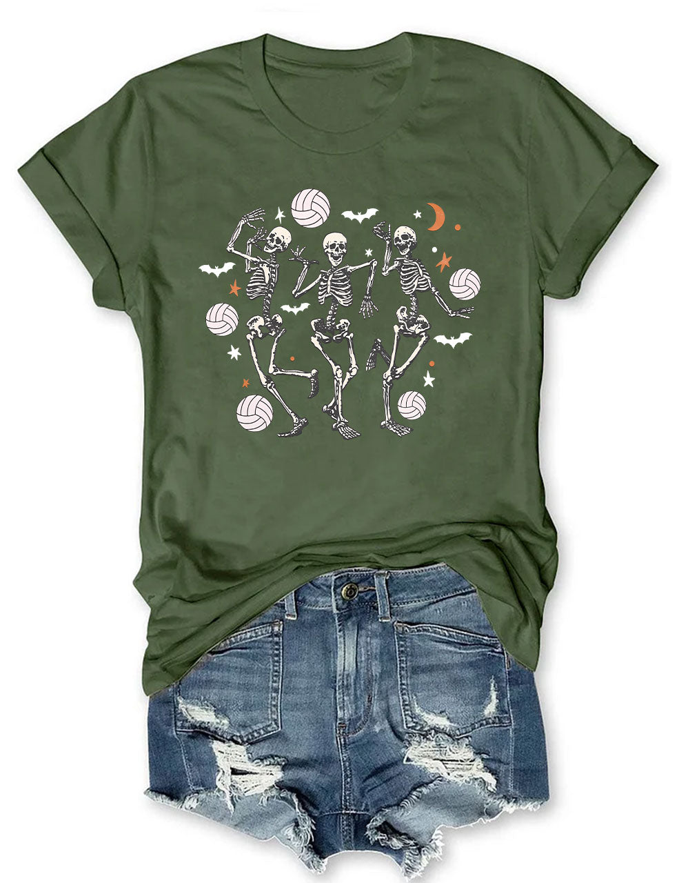 Dancing Skeletons Funny Halloween Volleyball T-shirt