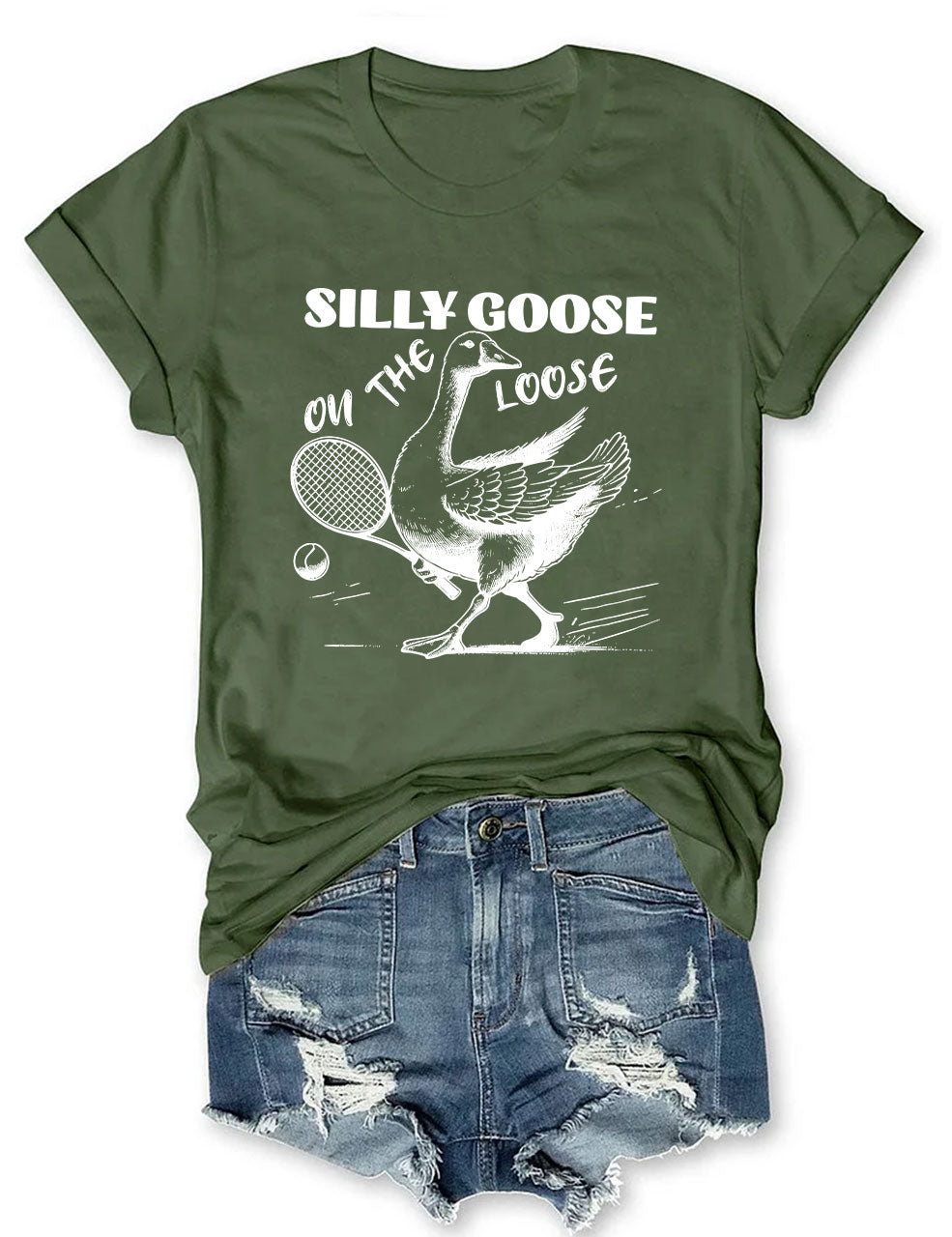 Silly Goose On The Loose Funny Tennis T-shirt