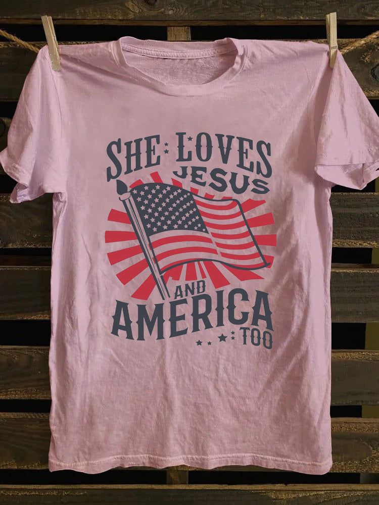 She Loves Jesus And America Too T-shirt