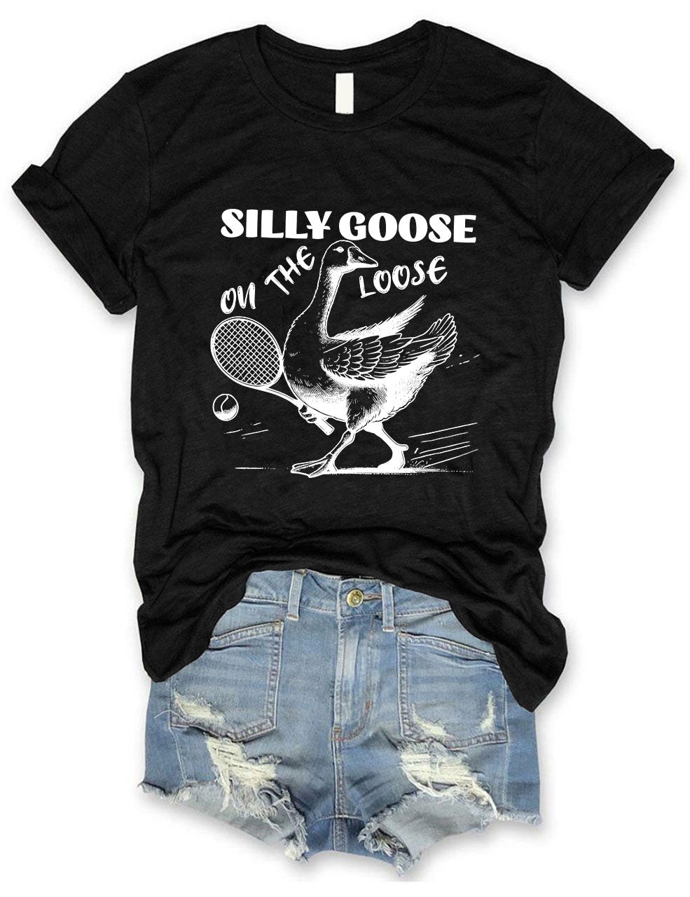 Silly Goose On The Loose Funny Tennis T-shirt