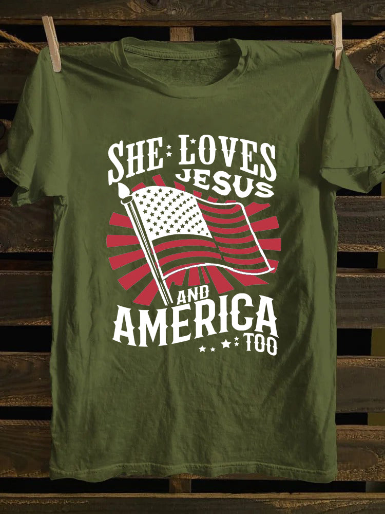 She Loves Jesus And America Too T-shirt