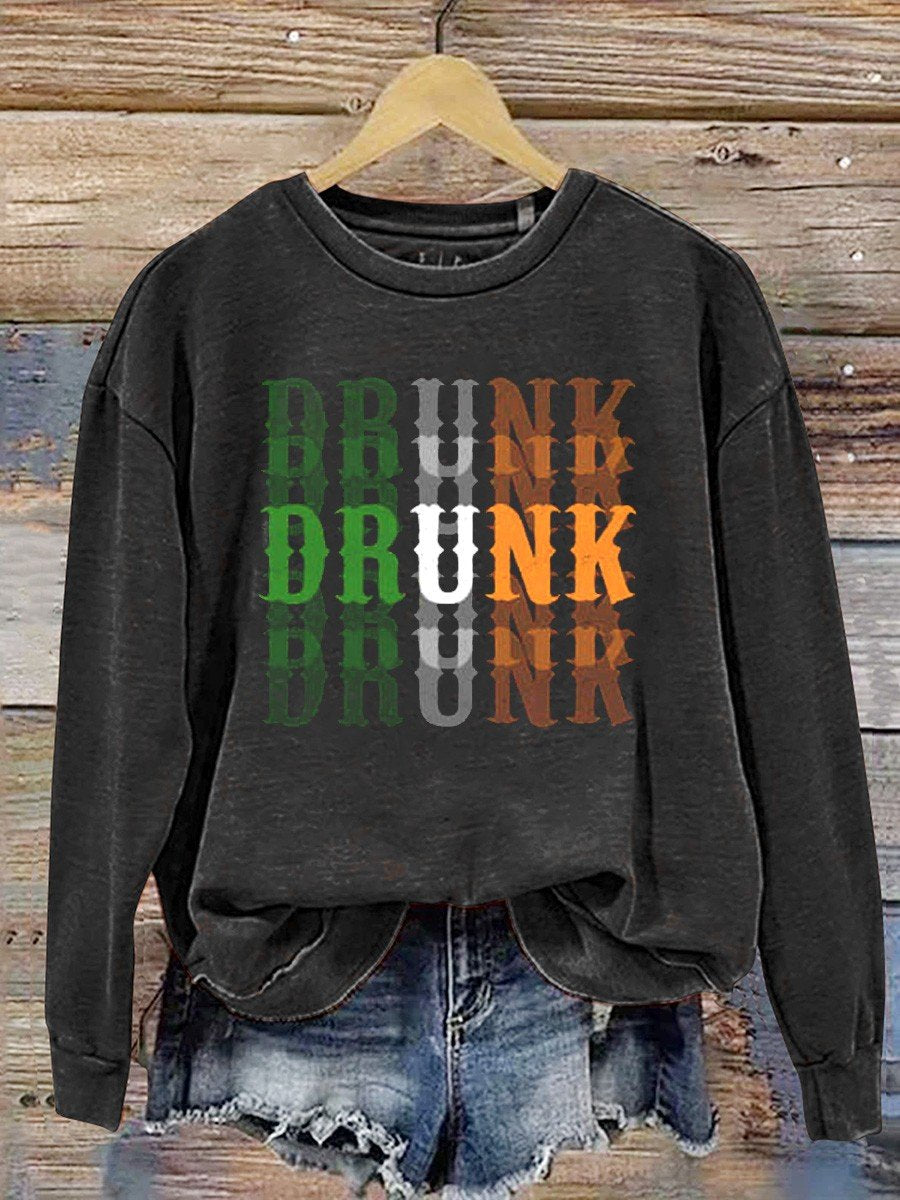 Drunk Art Print St. Patrick's Day Casual Sweatshirt
