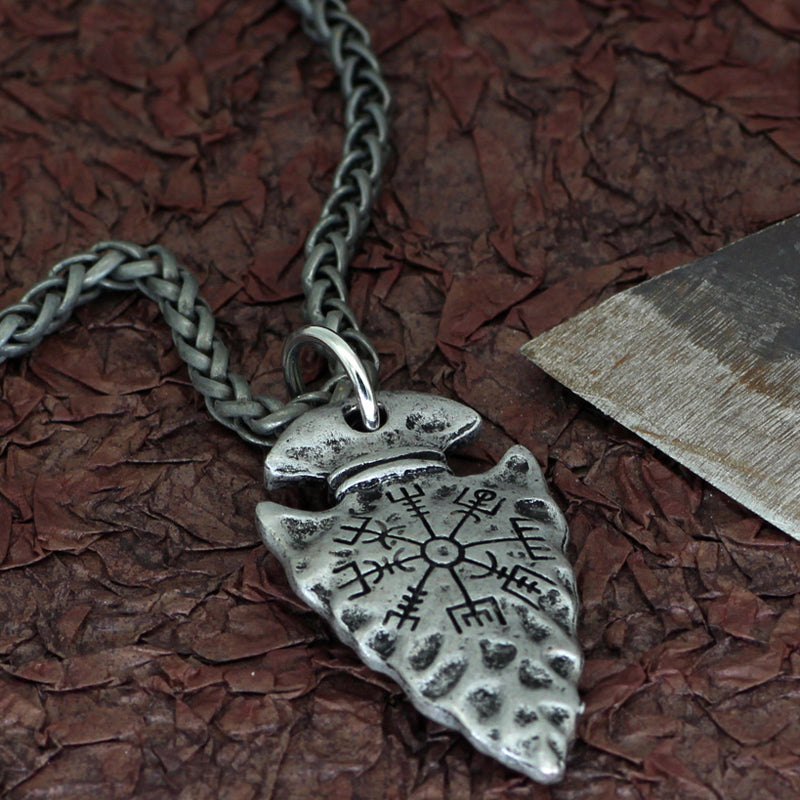 Viking Compass Pendant Vintage Rune Men's Necklace Halloween