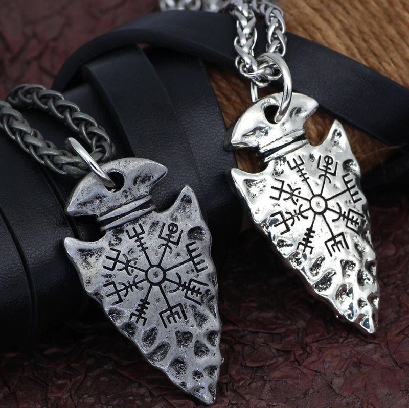 Viking Compass Pendant Vintage Rune Men's Necklace Halloween