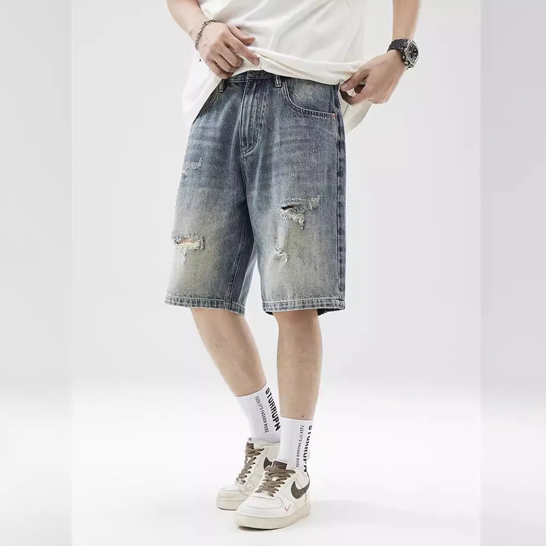 Men's Summer Ripped Denim Shorts