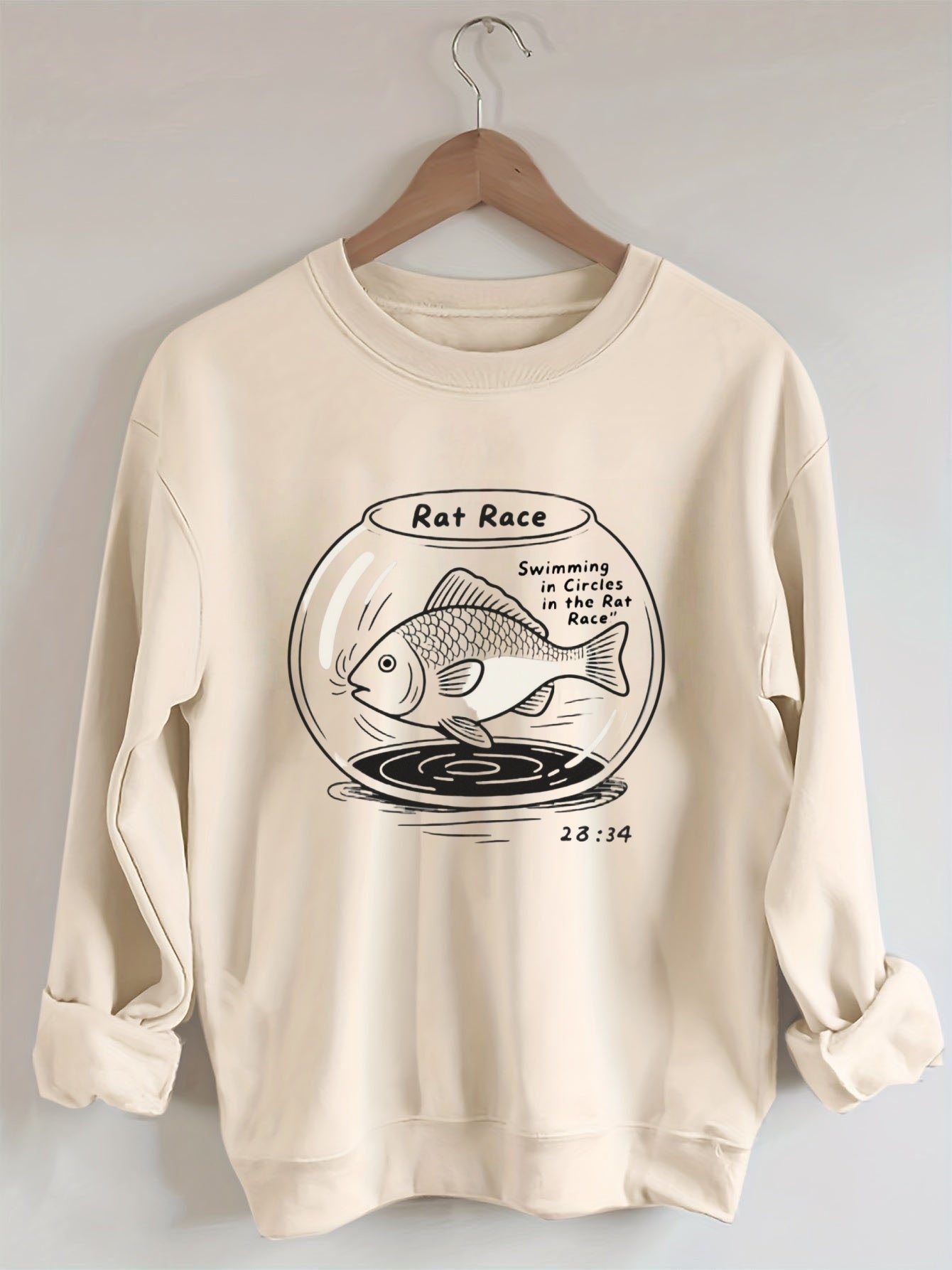 Rat Race Fish in Fishbowl Print Crewneck Sweatshirt