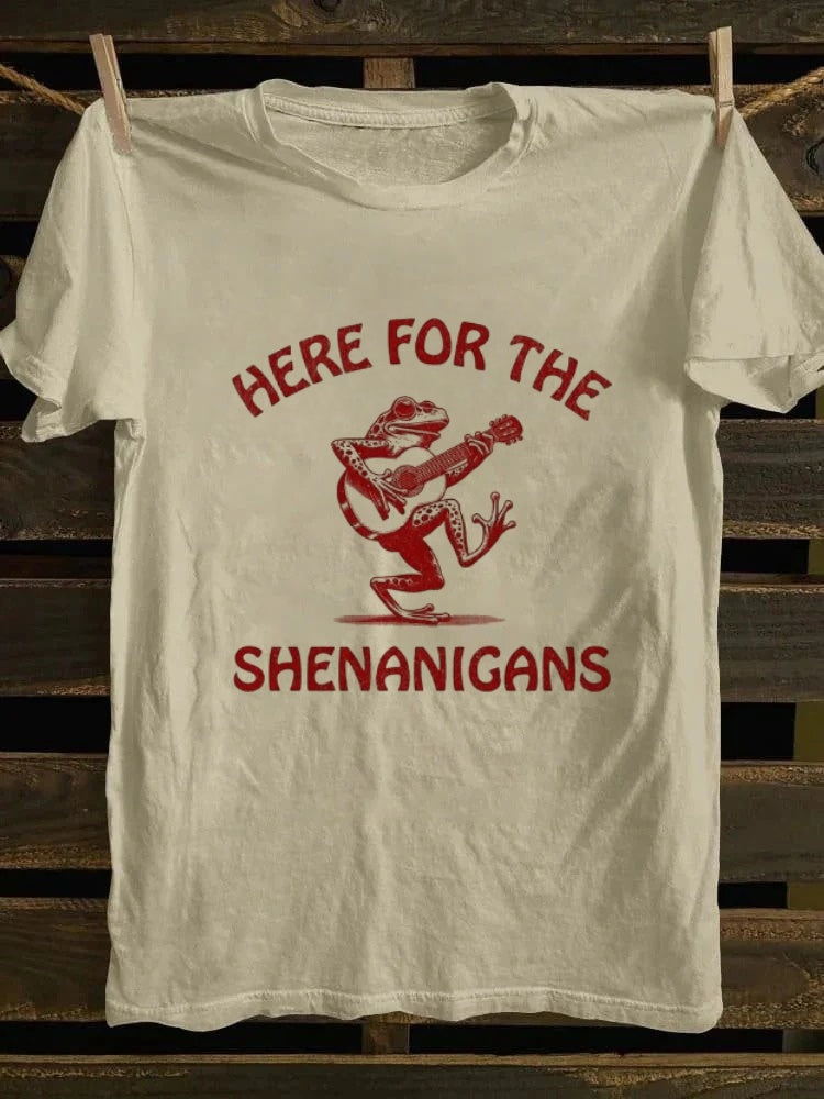 Retro Hippie Frog Tee: Here for the Shenanigans Fun Vibe