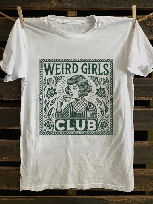 Retro "Weird Girls Club" Floral Graphic T-shirt
