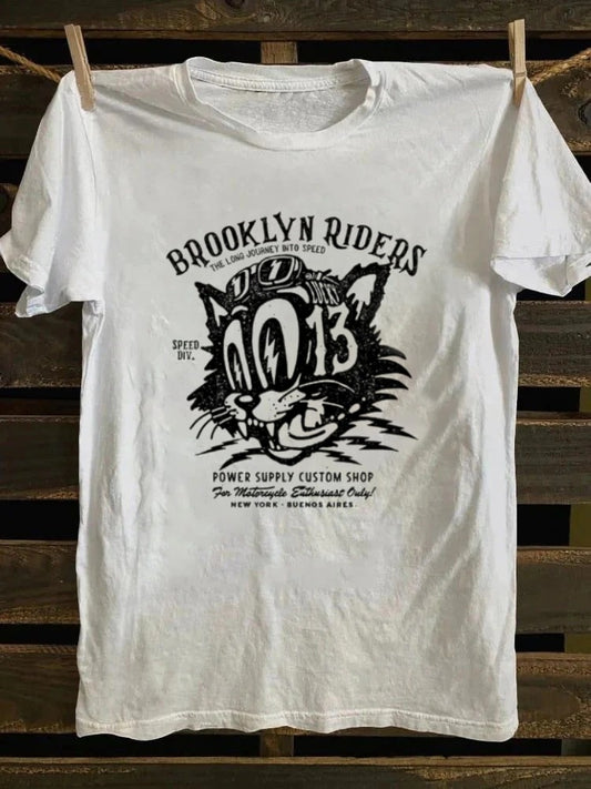 Retro punk rock band printed design pattern T-shirt